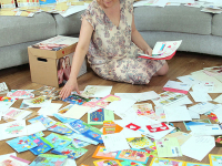 Gyerekrajzok, levelek, amit a 45-dik születésnapomra küldtek a kisgyerekes családok a Móra Kiadó által szervezett szívmelengető meglepetésként
